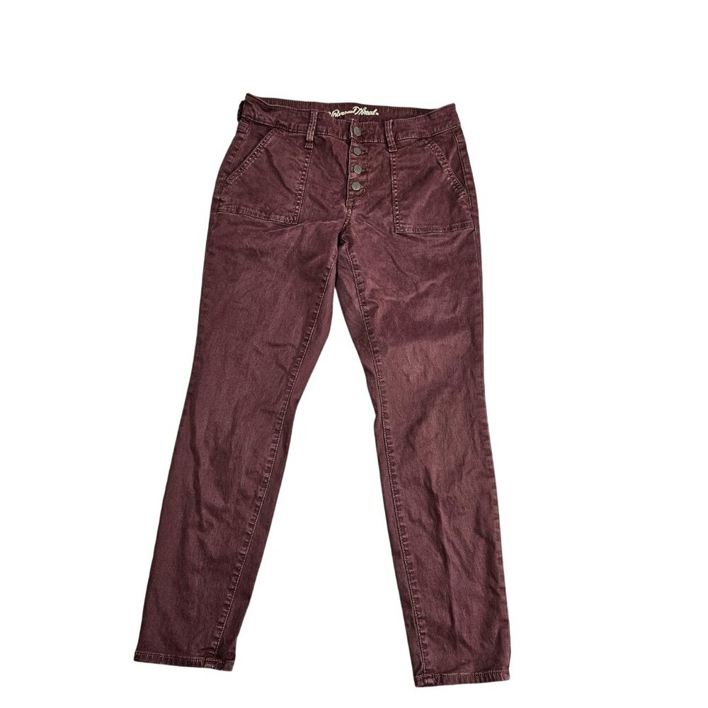 Universal Thread Jeans Women 4 / 27R Burgundy Mid Rise Skinny Button Fly Stretch